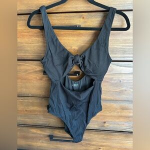 Aerie Black One Piece Swimsuit with Knot Detail